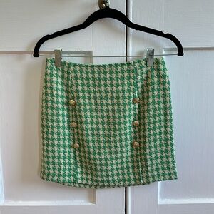 Green Plaid Mini Skirt